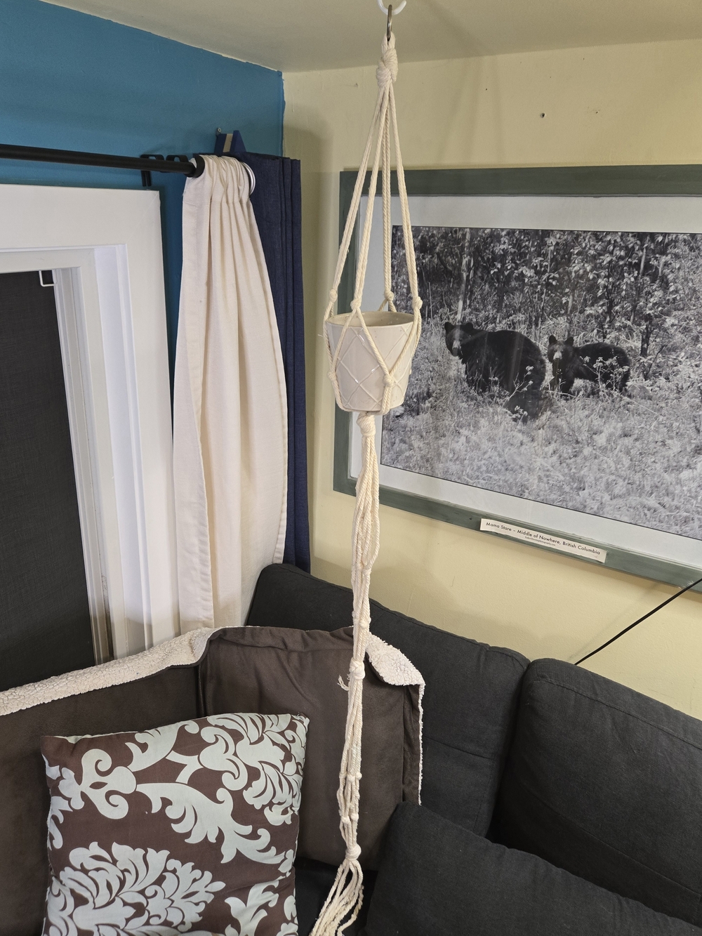 Extra Long Macrame Plant Hanger – Cream Boho Hanging Plant Holder